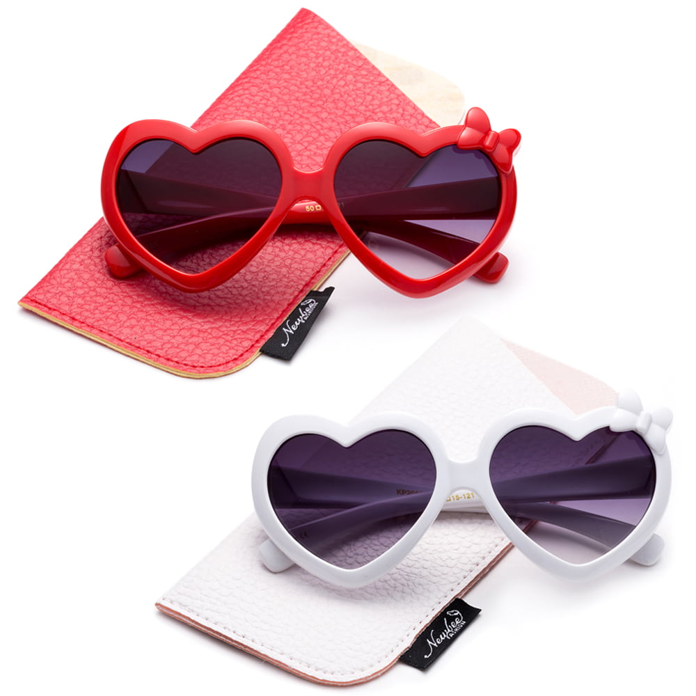 Kids Sunglasses Cute Heart Shaped Classic Elegant FDA Approved UV 100% Lead Free 