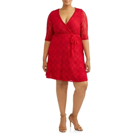 Women's Plus Size Elbow Sleeve Lace Bust Dress