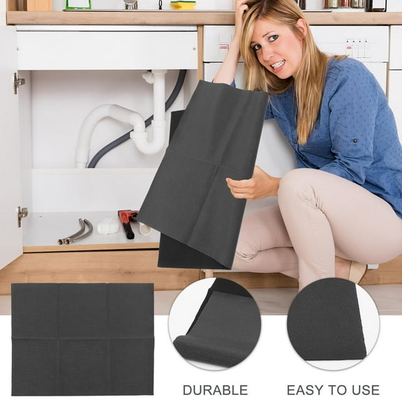 OFFIGAM 1Set Kitchen Cabinet Mats Under Sink Mat for Home Appliances Black Rectangle 74X61X0.2cm