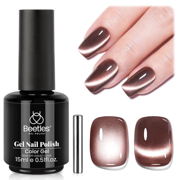Beetles Brown Cat Eye Gel Nail Polish, 15ML Cinnamon Girl Fall Gel Polish