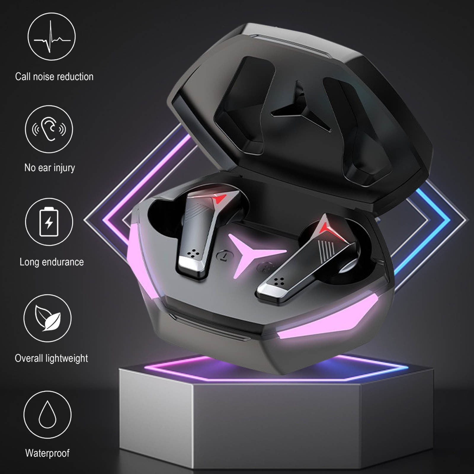 EQWLJWE Wireless Gaming Earbuds with Microphone, 50ms UltraLow Latency