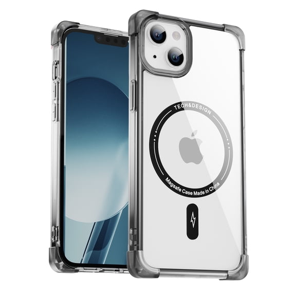 SaniMore for iPhone 14 Plus Magnetic Case, [Wireless Charging] Crystal-clear Rugged PC Back Back Skin-feel Shockproof Strong Drop Resistant Slim Shell for iPhone 14 Plus Car Mount, Black