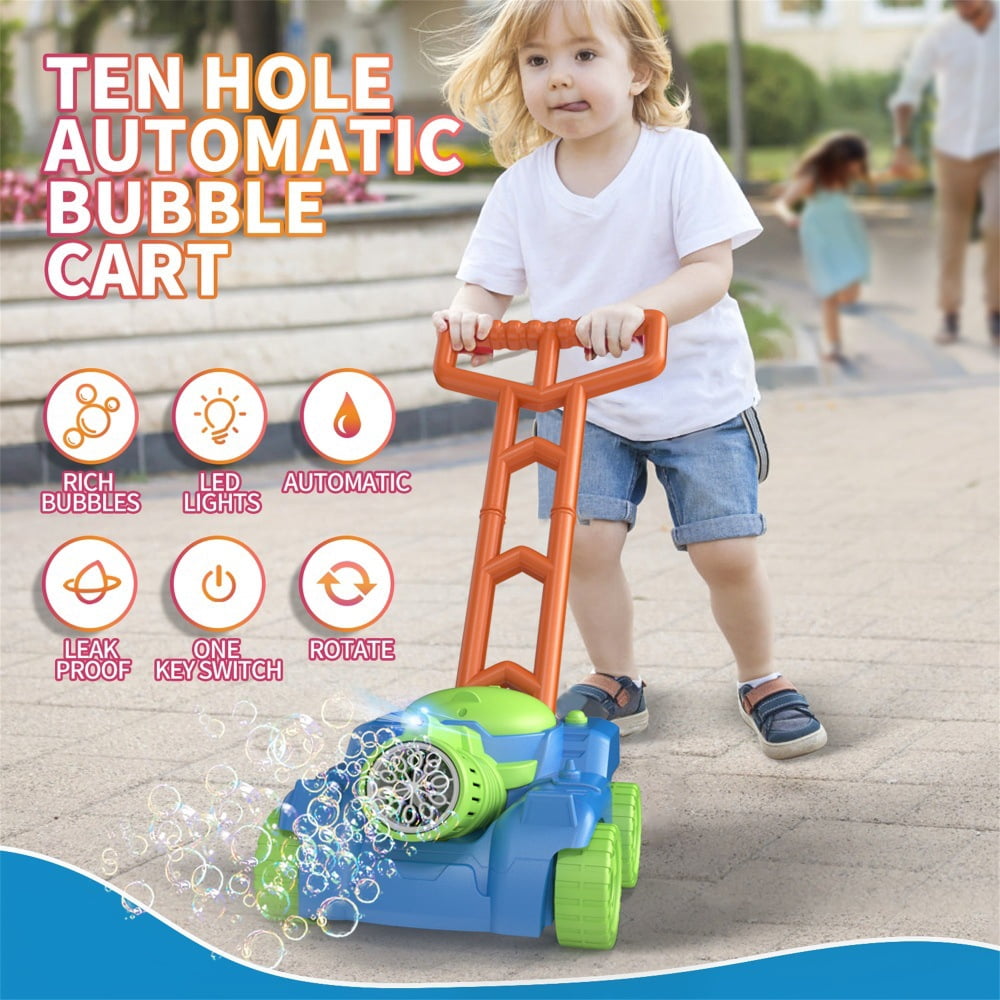 Bubble Lawn Mower Toddler Toys,Bubble Machine Outdoor Games,Bubble Blowing Push Toy for Age 3+ Birthday-Green
