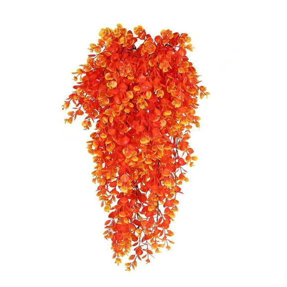 Topukaiba 2 Pack Artificial Plants Hanging Faux Leaf Fake For Wall House Room Patio Indoor Outdoor Home Shelf Office Decor Orange Free Size