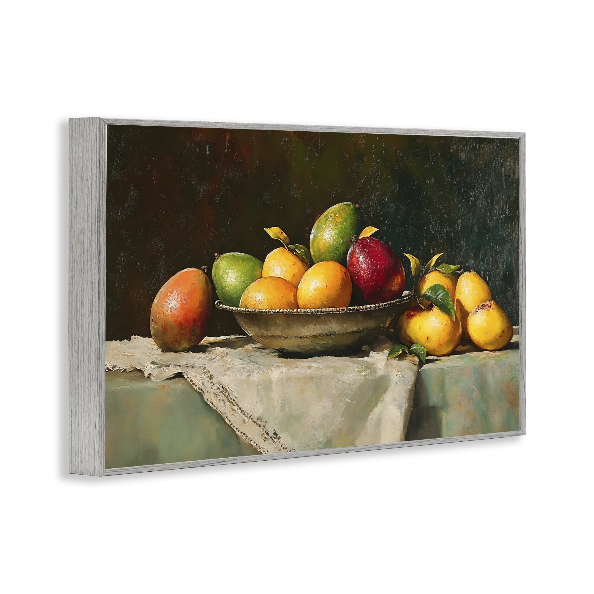 Stupell Industries Fancy Table Fruit Arrangement Gray Framed Giclee Art, design by Creative Studio