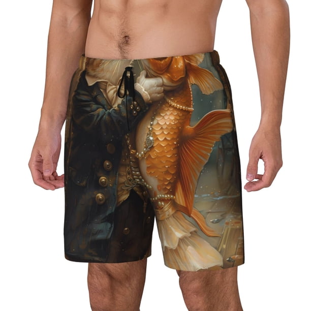 Balery Cat Fish Dance Vintage Bañador para hombre, shorts de playa de secado rápido con entrepierna y forro de compresión-Small