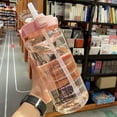 thumbnail image 5 of 2L Large Capacity Transparent Water Bottle with Bounce Cover Time Scale Reminder Leakproof Cup for Outdoor Training A, 5 of 5
