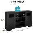 thumbnail image 2 of Homhougo Farmhouse TV Stand with LED Lights, Entertainment Center for TVs up to 70 Inch, TV Console with Storage Cabinets and Adjustable Shelf, TV Cabinet for Living Room, Bedroom, Black, 2 of 12