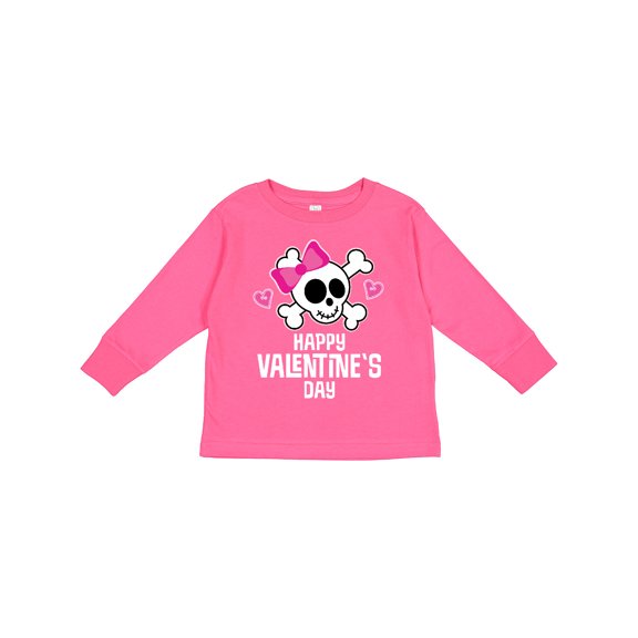 Inktastic Happy Valentines Day Girls Skull Girls Long Sleeve Toddler T-Shirt