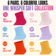 thumbnail image 6 of Girls Whisper Soft Quarter Crew Socks 6 Pack Lightweight Breathable Socks, PINK, S, 6 of 9