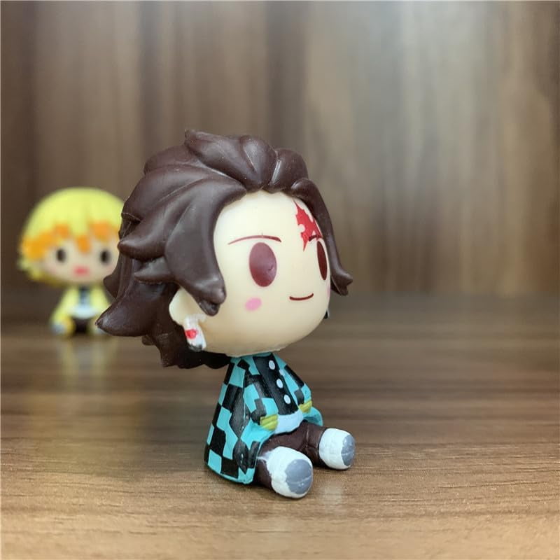 Newly Tanjirou Nezuko Figure Agatsuma Zenitsu Figure Hashibira Inosuke Figure Four Sitting Q Version Action Figures 5cm/1.9inch Handmade PVC Anime Gifts