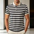thumbnail image 2 of Mens Polo Shirts Loose Bussiness Striped Shirt Cotton Moisture Wicking Classic Collared Casual Golf Shirts for Middle-aged Size M-4XL Black, 2 of 9