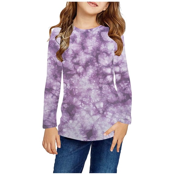 KkSLirnhs Size 4Y-16Y Girls Clothes under $ 10 Girls Long Sleeve Prints Shirts Cute CrewNecks Tops Dressy Casual Blouses Clothes Multicolor 7Y