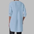 thumbnail image 5 of Lenpel Half Sleeve Womens Tops Cotton Linen V Neck Tunic Blouses with Pockets Fashion Side Split High Low Hem Shirts, 5 of 7