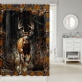 thumbnail image 3 of Tree Camouflage Deer Shower Curtain - Camo Branches Rustic Deer Fabric Shower Curtain - Deer Hunting Bathroom Shower Curtain Sets Running Deer Hunting Cabin Lodge Bath Curtain 72"Wx72"L, 3 of 6