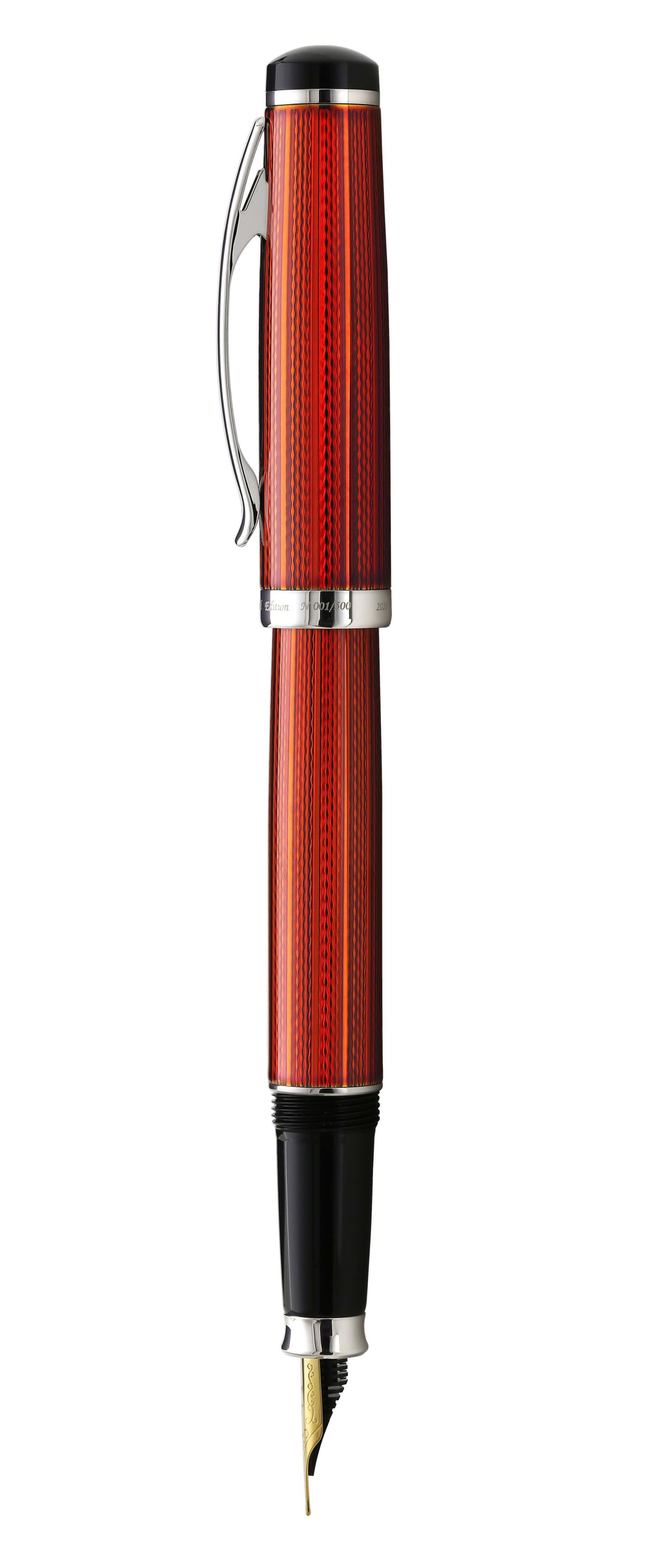 Xezo Xezo Incognito™ Diamond-Cut Lacquered Brass Fountain Pen (Medium Nib) - Sunstone Orange