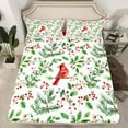 thumbnail image 7 of jejeloiu Northern Cardinal North American Songbird Happy Christmas Queen Sheet Set,Ultra Soft Kids Bedding,4-Piece, 7 of 7