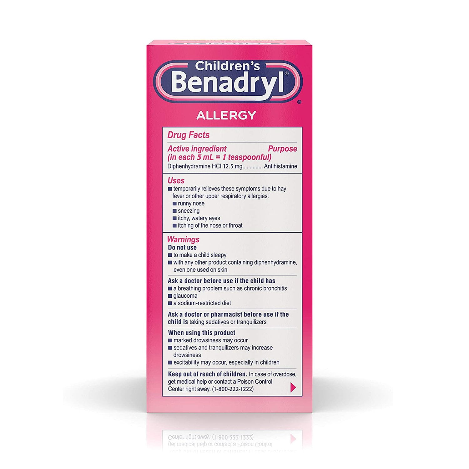 Children's Benadryl Allergy Liquid Cherry 8 oz (Pack of 6)