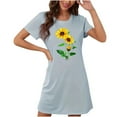 thumbnail image 3 of Blmnix Mumu Nightgowns for Women House Dress Blue Crew Neck Short Sleeve Sleep Dress, 3 of 4
