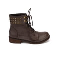 thumbnail image 2 of Nature Breeze Lug-25 New Women Brush Leatherette Stud Combat Motorcycle Bootie, 2 of 5