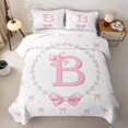 thumbnail image 2 of Manfei Ribbon Bowtie Letter Monogrammed B Quilt Full for Girls,Teens Princess Bling Pearl Print Full Bedspread Sets, 2 of 7