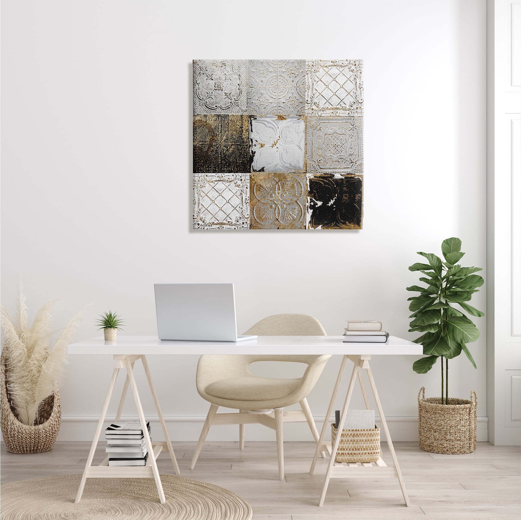 Stupell Industries Antique Ceiling Tile Collage Vintage Glam Abstract Patterns, 30 x 30, Design by Sophie 6