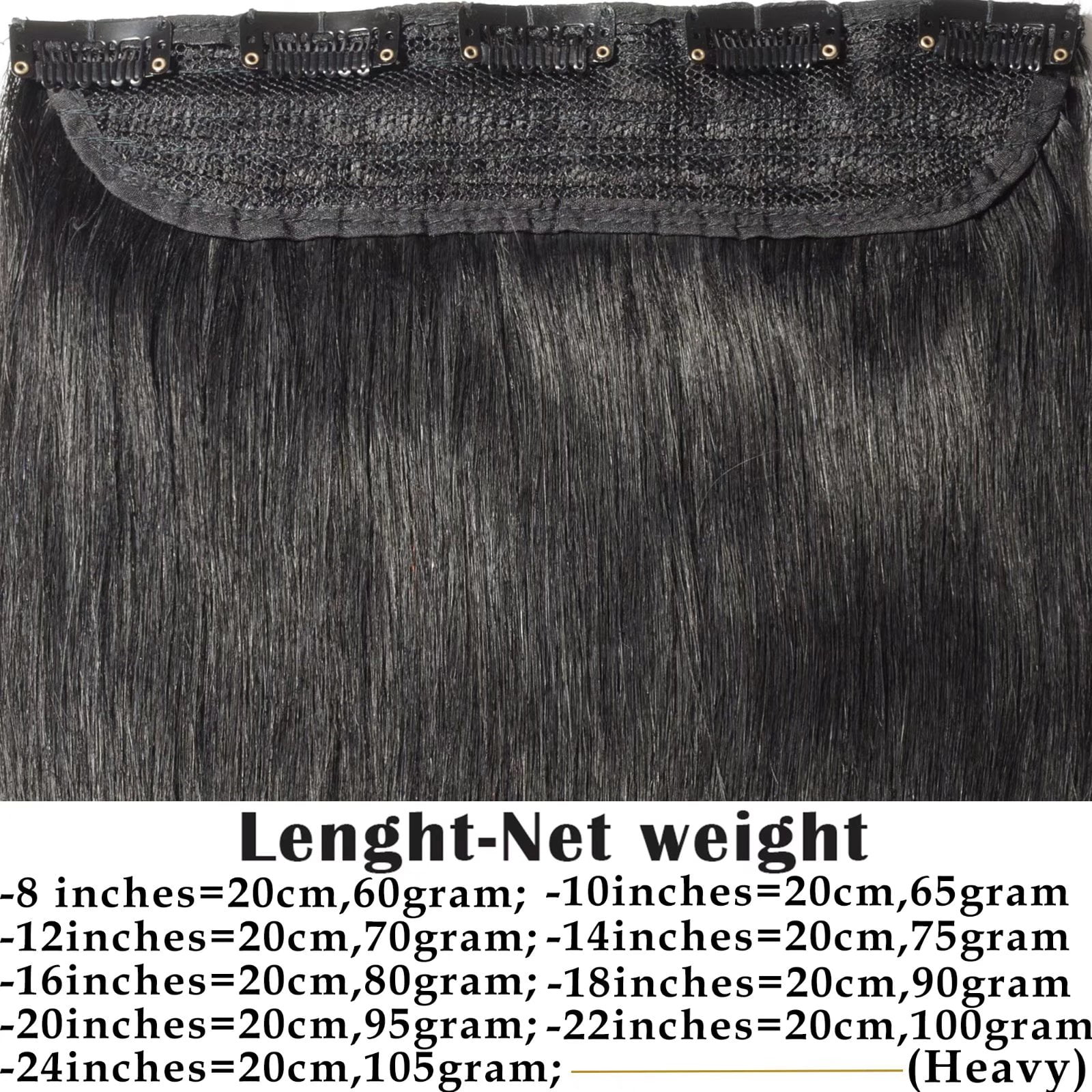 MY-LADY 10''-24'' 5 Clips in Human Hair Extensions Thick Real Natural Hair Pieces 100% Full Head Remy Hair 18inch #01 Jet Black(Heavy)