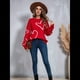 thumbnail image 4 of Suéter de San Valentín para Mujer, de Larga, con Bordado de Corazón, de Punto de Gran Tamaño, Tops. Rojo XL, 4 of 10