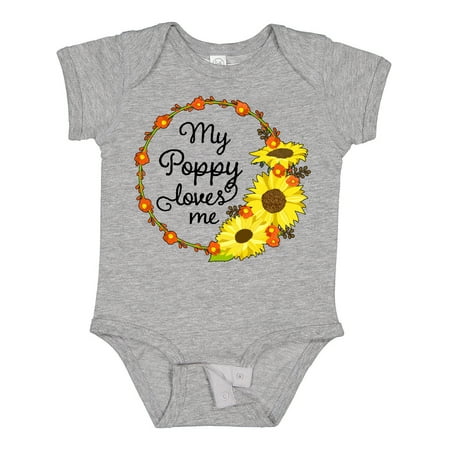 

Inktastic My Poppy Loves Me with Sunflower Wreath Boys or Girls Baby Bodysuit