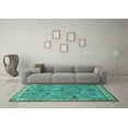 thumbnail image 3 of Ahgly Company Machine Washable Indoor Square Animal Turquoise Blue Traditional Area Rugs, 5' Square, 3 of 4