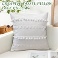 thumbnail image 3 of Reading Pillow 20X20 In, White Decorative Pillow, Pom Pom, Boho Pillow, Throw PillowwithInsert, Accent Pillow, Pillow Decor, Bedding Furnishings, 1 Pc, 3 of 5