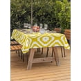 thumbnail image 3 of Outdoor Tablecloth with Umbrella Hole for Patio/Picnic/Party/Camping, Yellow Geometric Waterproof Table Cloth Rectangle Table Cover Washable, Modern Abstract Art Rhombus (60"x 102"), 3 of 8