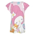 thumbnail image 5 of Kuromi And My Melody Womens Summer Tops Ruffle Short Sleeve Tunic Tops V Neck Loose Fit Flowy T-Shirts, 5 of 7