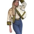 thumbnail image 3 of Jackets for Women Cropped Light-Weight Quilted Puffer Long Sleeves Jacket Colorblock Coat Biker Jacket Green XL, 3 of 9