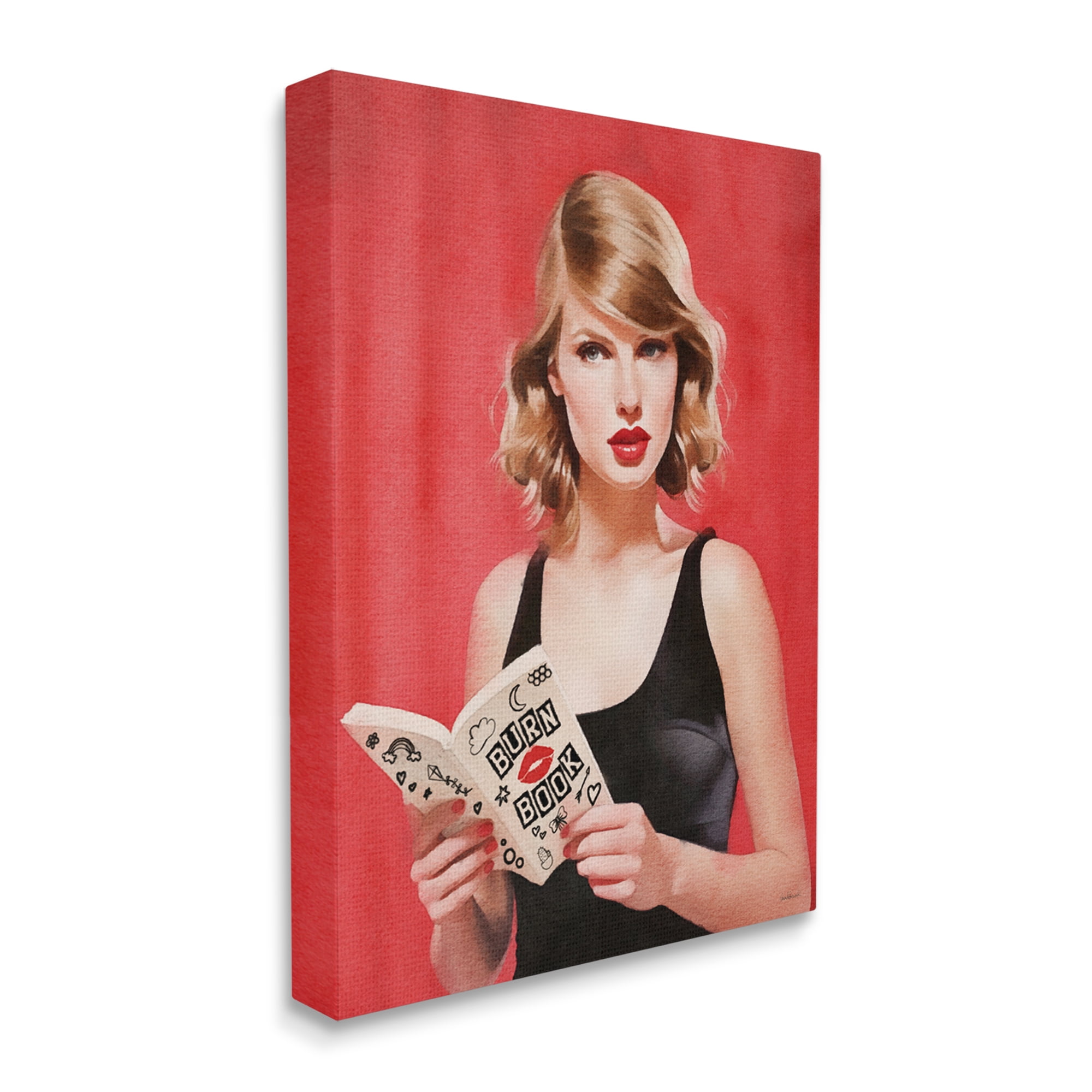 Stupell Industries Popstar Reading Book Red Literature & Flim Painting Gallery Wrapped Canvas Art Print Wall Art, 16 x 20