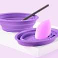 thumbnail image 4 of Almohadilla de limpieza de brochas de maquillaje de silicona, limpiador de brochas de maquillaje, almohadilla de limpieza de brochas, cuenco de limpieza de brochas de maquillaje plegable para brochas de maquillaje, esponja de maquillaje, soplo de polvo (púrpura) ER, 4 of 5