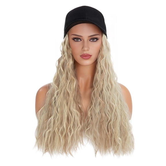 XIAOCHA Womens Wig Attached Baseball Cap Shapeable Brim Outdoor Ball Hat,D