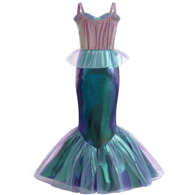 Kawell Mermaid Costume Dress for Toddler Girls Cosplay Ariel Outfit Halloween Birthday Party Dress Up, Toddler Girl's, Size: 5-6 Years, Green