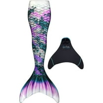 Fin Fun Limited Edition Mermaid Tail for Swimming for Girls and Kids with Monofin, 06, Violet Vortex