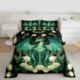 thumbnail image 2 of Castle Fairy Green Magical Dragon Bedding Comforter Set 2pcs for Children Teens Adults,Chic Floral Flowers Twin Comforter Sets Microfiber,Retro Vintage Aesthetic Breathable Bedding Set, 2 of 8