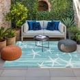 thumbnail image 2 of Teal Coastal Outdoor Rug for Patio/Deck/Porch, Non-Slip Large Area Rug 5 x 8 Ft, Summer Ocean Waves Ombre Sea Starfish Indoor Outdoor Rugs Washable Area Rugs, Reversible Camping Rug Carpet Runner, 2 of 8