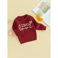 thumbnail image 2 of Bagilaanoe Toddler Baby Girl Valentine's Day Sweater Long Sleeve Letter Embroidery Pullover 6M 12M 18M 24M 3T 4T Kids Warm Jumpers Tops Loose Knitwear, 2 of 8
