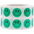 thumbnail image 1 of Autocollants Ronds Visage Heureux Vert Métallique / 0.5 Pouces Pouce Rond / Lot de 1,000, 1 of 2