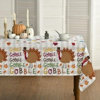 Thanksgiving Tablecloth 60×84 Inch Rectangular, Turkey Gobble Washable Table Cover for Party Picnic Dinner Decor