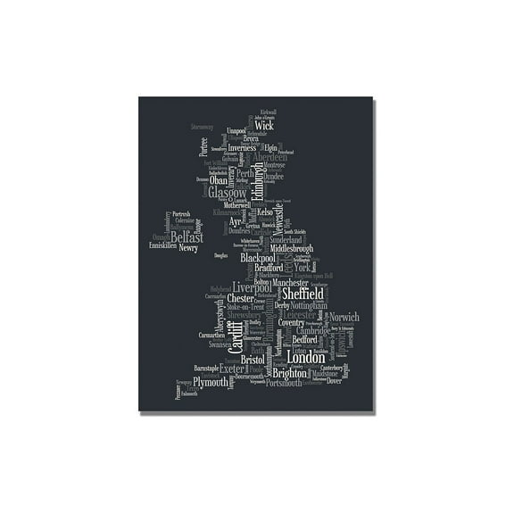 Trademark Art "UK Font Cities" Canvas Art by Michael Tompsett