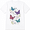 white, variant on Women's Butterfly Graphic T-Shirt, Floral Botanical Nature Print Tee, Casual Short Sleeve Summer Shirt, Colorful Butterfly Top