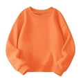 thumbnail image 3 of Ulanda Girls Oversized Crewneck Sweatshirts Kids Fashion Fleece Drop Shoulder Pullover 5-14 Years (Orange, 13-14 Years), 3 of 9