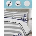 thumbnail image 4 of Quilts Twin Size, Anchor Gray Soft Comforter Bedding Set for Bed, Modern Navy Blue White Striped Nautical Lightweight Quilted Bedspread with Pillow Cover(2 Pieces) for All Season, 68x86 Inch, 4 of 6