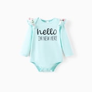 PatPat Baby Girl Clothes Floral Romper Long Sleeve Pants Headband Set Summer Winter Clothing for Newborn Infant Baby Girls Mint Mambo Mint Mambo Mint Mambo 0-3 Months