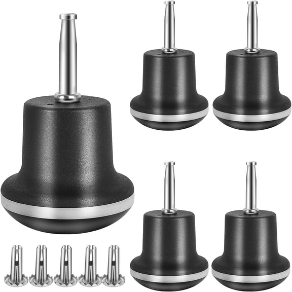 Bell Glides Caster Wheels，Fixed Stationary Castors for caster Sofa Chair Cabinet Furniture Replacement with Mounting Stem Sleeve Socket Insert sets of 5